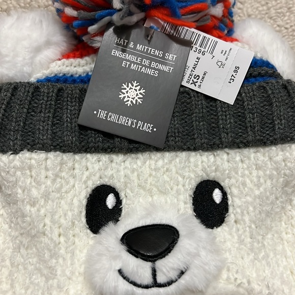 NWT - Polar Bear Hat And Mittens Set. Size XS (6-12 months). - Picture 2 of 10
